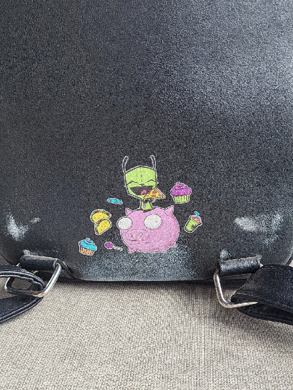 Invader Zim Black Cartoon Mini Backpack with Neon Accents - Picture 5 of 6